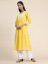 Hand embroidery Chikankari V Neck Anarkali Dress | Long Kurti in Cotton For Women